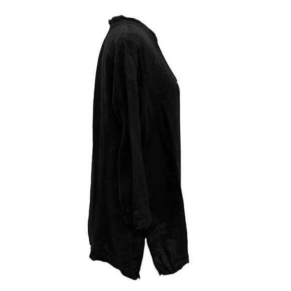 Cut Loose 100% Linen Button Down Tunic Top Lagenlook Classic Black size Medium - Picture 2 of 5